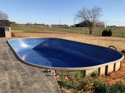 Semi Above Ground Pool, In Ground Pool, Pool Deck Plans, Best Above Ground Pool, Swimming Pool Decks, Pools Backyard Inground, Diy Swimming Pool, Above Ground Pool Landscaping, Above Ground Pool Ideas