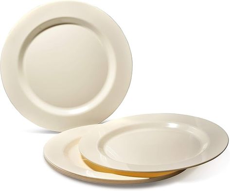 Amazon.com: " OCCASIONS " 50 Plates Pack (25 Guests)-Heavyweight Wedding Party Disposable Plastic Plate Set -25 x 10.5'' Dinner + 25 x 7.5'' Salad/Dessert plates (Plain Ivory) Plastic Plates Wedding, Disposable Plastic Plates, Salad Dessert, Disposable Plates, Plastic Plates, Dessert Plates, Dessert Plate, Plate Sets, Wedding Party