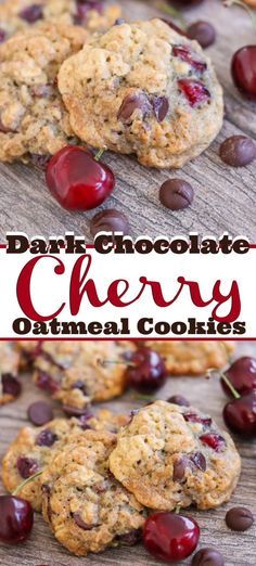 These Dark Chocolate Cherry Oatmeal Cookies are your favorite old fashioned oatmeal cookie made even better! With the addition of dark chocolate chips and chopped fresh cherries, they’re a sure sign that summer’s finally arrived. Chocolate Cherry Oatmeal, Cherry Oatmeal Cookies, Cherry Oatmeal, Treats Christmas, Old Fashioned Oatmeal, Chocolate Oatmeal Cookies, Cherry Cookies, Cherry Desserts, Chocolate Oatmeal