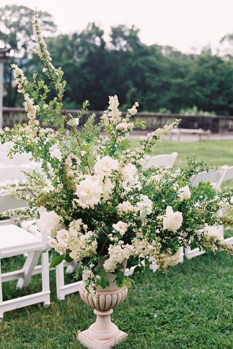 Flowers In Urns, Sophisticated Garden, Urn Arrangements, White Urn, Flower Urn, White Floral Arrangements, Bronx New York, Boda Mexicana, Memorial Flowers