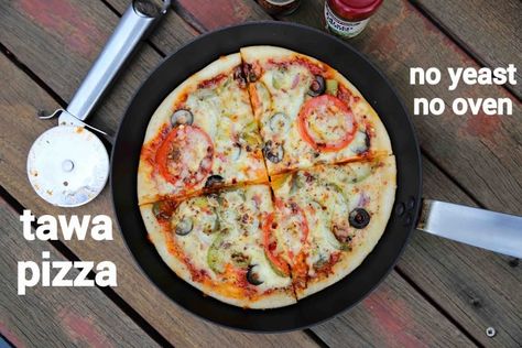 tawa pizza recipe Fusion Pizza, Pizza Base Recipe, Pizza Without Oven, Pizza Recipe Video, Pizza Dough Ingredients, Veg Pizza, Fruit Pizza Recipe, Pizza Base, Pizza Ingredients