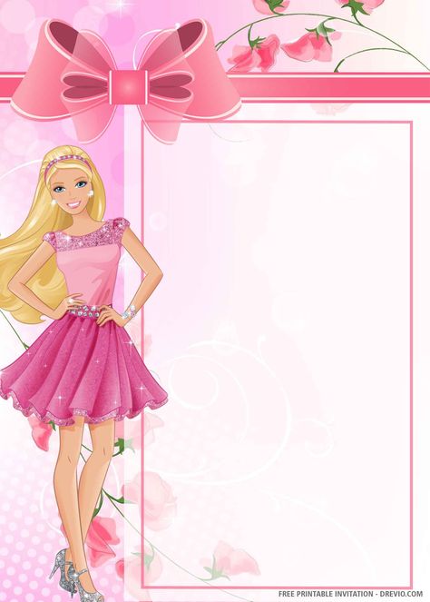 Barbie Powerpoint Template, Printable Barbie, Barbie Birthday Invitations, Barbie Invitations, 4de Verjaardag, Birthday Cards Images, Barbie Party Decorations, Barbie Birthday Cake, Barbie Theme Party