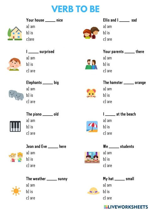 Be Verbs Worksheet Grade 3, To Be Exercises English, English Basics For Kids, Verb Be Worksheets For Kids, Verb To Do Worksheet, To Be Verbs Worksheet, Simple Words For Kids, Verb To Be Worksheets For Kids, To Be Worksheet For Kids