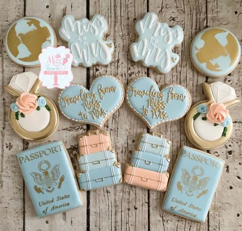 Traveling From Miss To Mrs Bridal Shower Cookies Adventure | Etsy Miss To Mrs Shower Ideas, Traveling From Miss To Mrs, Travel Bridal Showers, Bridal Shower Desserts, Bridal Shower Cookies, Miss To Mrs, Bridal Shower Inspiration, From Miss To Mrs, Cookie Flavors