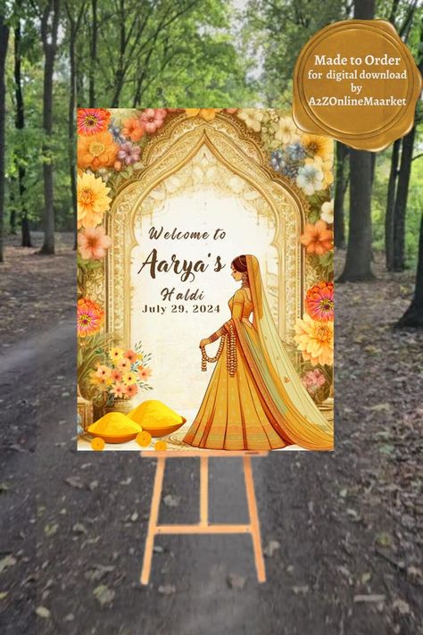 A2ZOnlineMaarket - Etsy Haldi Welcome Board Ideas, Sangeet Signage, Wedding Name Board, Elegant Wedding Welcome Sign, Wedding Signage Template, Hindu Wedding Decorations, Wedding Welcome Board, Welcome Boards, Wedding Posters