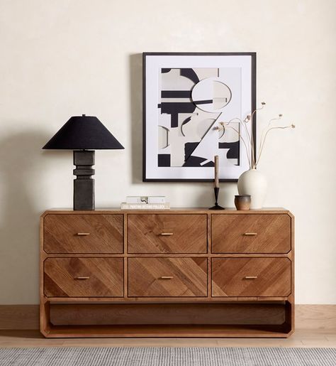 Bedroom | CASPIAN 6 DRAWER DRESSER 2 Drawer Dresser, Satin Brass Hardware, Black Dresser, Bedroom Essentials, Wood Dresser, Rustic Lodge, Modern Dresser, 6 Drawer Dresser, Dressers And Chests