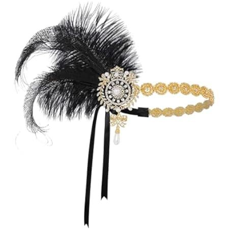 Amazon.com: 1920s Accessories for Women 1920s Headpiece Flapper Gloves Holder Pearl Necklace (100D) : Clothing, Shoes & Jewelry Gatsby Hair Accessories, Great Gatsby Hair, Great Gatsby Hairstyles, 1920s Accessories, Gatsby Hair, Flapper Accessories, Great Gatsby Themed Party, Flapper Headpiece, Gatsby Costume