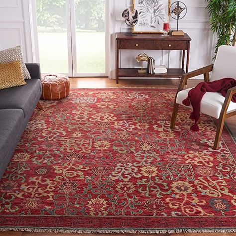 Inspired by nineteenth century Persian Sultanabad carpets, this exquisite wool rug is hand-knotted by artisans skilled in adapting incredibly detailed motifs to a modern sensibility. Soft, earthy colors and a wide border hint at Arts and Crafts style. Folding Ottoman, Safavieh Rug, Teak Sofa, Sultanabad Rug, Floral Area Rugs, Ivory Rug, Rug Shapes, Earthy Colors, Rug Collection