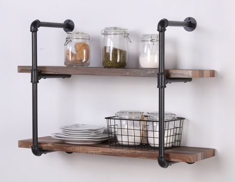 Iron Pipe Shelves, Industrial Wall Shelves, Pipe Shelving, Metal Floating Shelves, Wall Shelf Brackets, Open Bookshelves, Metal Bookcase, Industrial Pipe Shelves, Laundry Room Shelves