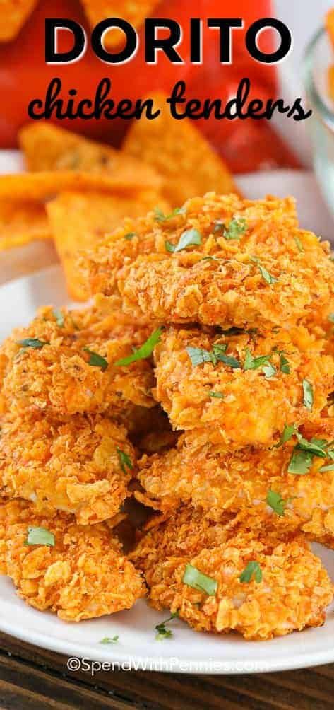 Chip Breaded Chicken, Dorito Chicken Nuggets, Chicken Nugget Tacos, Dorito Recipes, Dorito Chicken Tenders, Chicken Tender Recipes Baked, Tenders Recipes, Ninja Grill, Easy Suppers