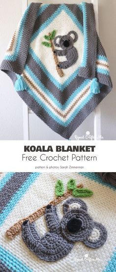 Koala Inspired Project Free Crochet Patterns | Your Crochet Koala Blanket, Crochet Koala, Repeat Crafter Me, Crocheted Items, Blanket Crochet Pattern, Hand Crochet Baby Blanket, Afghan Patterns, Crochet Afghans, Moss Stitch