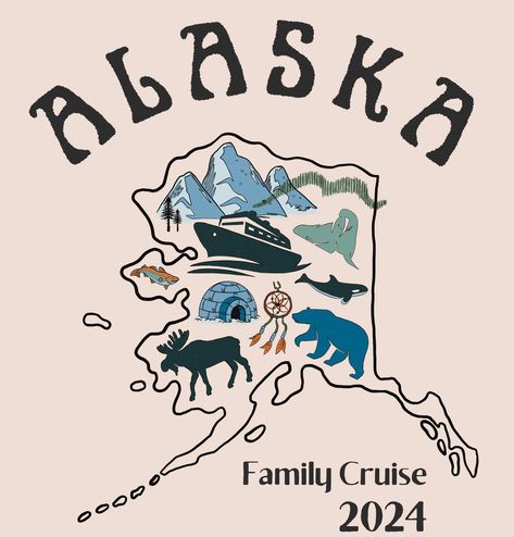 The rugged beauty of Alaska through a hand-drawn, detailed map. It highlights iconic landmarks such as Denali, the tallest peak in North America, and the breathtaking fjords of Glacier Bay National Park. Captures the essence of Alaska's wilderness. #bear #igloo #moose #alaska #map #alaskamap #travel #cruise #family #familycruise #cruisesquad Alaska Drawing, Map Of Alaska, 2024 Bujo, Alaska Wilderness, Alaska Map, Alaska Glaciers, Glacier Bay National Park, Travel Cruise, Hand Drawn Map