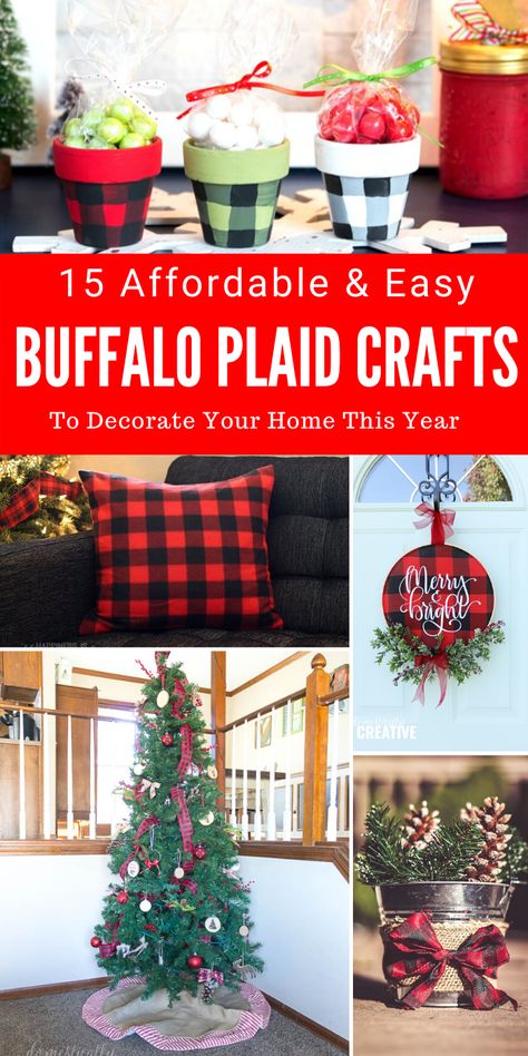 Buffalo Plaid Crafts, Plaid Christmas Decorations, Fun Wreaths, Plaid Crafts, Plaid Diy, Buffalo Plaid Christmas Decor, Buffalo Plaid Decor, Plaid Christmas Decor, Christmas Tray