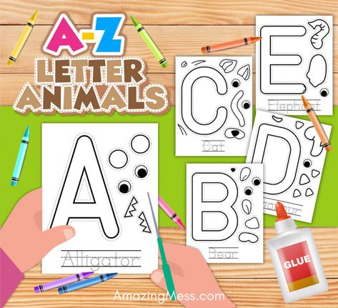 Letter Animals, A To Z Letter, Animal Alphabet Letters, Z Letter, Alphabet Letter Crafts, Letter Crafts, Crafts Animals, Animal Letters, Alphabet Crafts