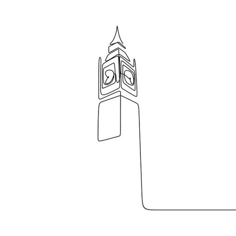 London Line Drawing, London Line Art, Clock Line Art, Line Art Building, Big Ben Tattoo, London Parliament, Building Line Art, City Line Art, Lock Drawing