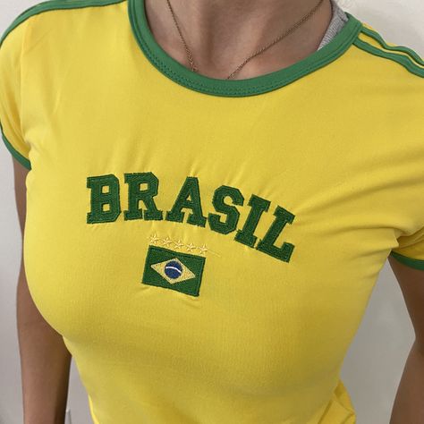 Brasil Shirt, Soccer Baby, 2000s Aesthetic, Shirt Y2k, Baby Tee, Infant Tees, Brazil, Gender Neutral, Soccer