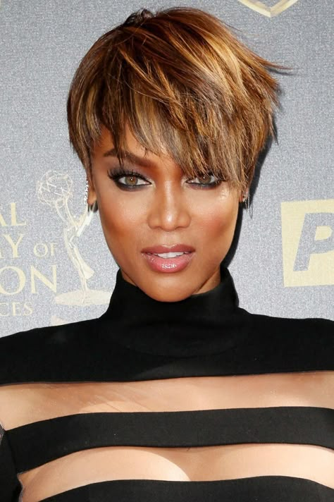 #tyrabanks Tyra Banks Short Hair, Haircuts Shag, Big Short Hair, Shag Short, Short Hair Styles African American, Short Sassy Haircuts, Short Ombre Hair, Short Shag Haircuts, Shag Haircuts