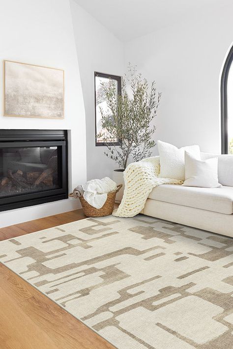 Neutral yet versatile, our Holme Ivory & Natural Rug blends organic and textural geometric shapes across a variety of soft tones to create a warm and artistic dimensional design. Water-resistant, stain-resistant, machine-washable. Rug colours may vary slightly according to your device and the lighting in your space. 150x215 | Machine Washable Area Rug | Kid & Pet Friendly | Indoor Rugs | Holme Ivory & Natural Tufted Rug | Ruggable Norse Alphabet, Small Throw Rugs, Viking Ships, Stone Rug, Scandinavian Pattern, Charcoal Rug, Rug Colors, African Mud Cloth, Neutral Design