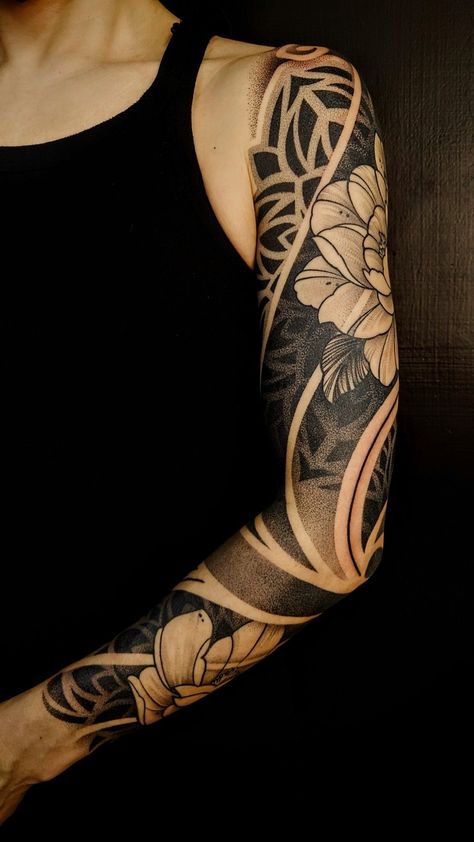 Mandala Geometric Sleeve, Geometric Leg Sleeve Women, Mandala Calf Tattoo, Peony Mandala Tattoo, Mandala Cover Up Tattoo, Black Mandala Tattoo, Geometric Arm Tattoo, Mandala Sleeve Tattoo, Mandala Arm