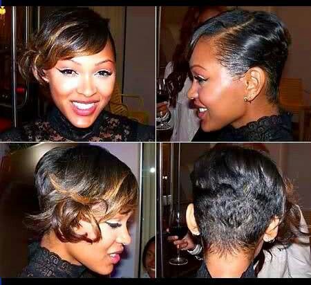 Back view Meagan Good Short Hair, Good Hairstyles, Megan Good, Short Sassy Haircuts, Meagan Good, Makeup Tip, Cool Short Hairstyles, Short Brown Hair, Short Sassy Hair