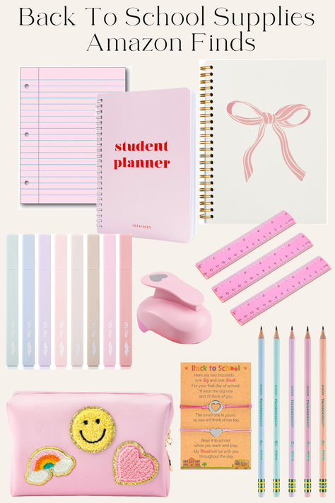 Back to School Supplies Cute Supplies, Amazon Aesthetic, Aesthetic School Supplies, Finds On Amazon, Aesthetic School, School Tips, Take Notes, Student Planner, Back To School Supplies