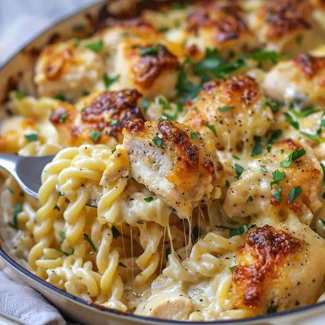 Creamy Garlic Parmesan Chicken Pasta Bake - Recipes, Tasks & Tools Creamy Garlic Baked Chicken, Parmesan Chicken Pasta Bake, Make Now Bake Later Meals, Garlic Parmesan Chicken Tortellini, Chicken Tenderloin And Pasta Recipes, Chicken Pasta Recipes Easy Quick Dinner Garlic Butter, Creamy Parmesan Chicken Casserole, Awesome Dinner Recipes, Garlic Butter Chicken Bites With Parmesan Pasta