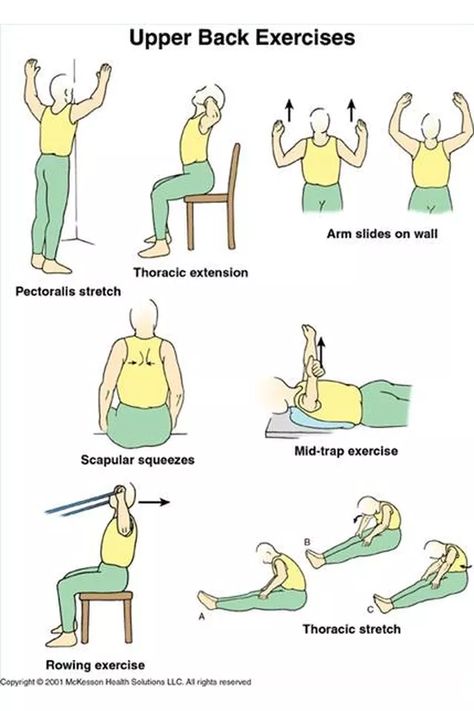 Upper Back Pain Relief Exercises - SportsRec Rhomboid Exercises, Upper Back Pain Exercises, Upper Back Exercises, Middle Back Pain, Physical Therapy Exercises, Back Pain Remedies, Upper Back Pain, Muscle Strain, Back Pain Exercises