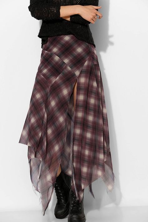 plaid skirt Reworked Skirt, Fall Shopping List, Plaid Maxi Skirt, Plaid Midi Skirt, Winter Styles, Handkerchief Hem, Chiffon Skirt, Plaid Skirt, Plaid Skirts