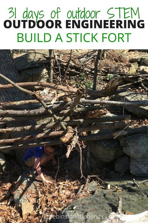 Building Stick Forts Outdoor Engineering and STEM project for kids using natural materials. Explore science, technology, engineering, and math outdoors by building stick forts. Forts Outdoor, Stick Fort, Outdoor Forts, Backyard Fort, Building Engineering, Outdoor Learning Activities, Stem Projects For Kids, Kids Forts, Engineering Activities