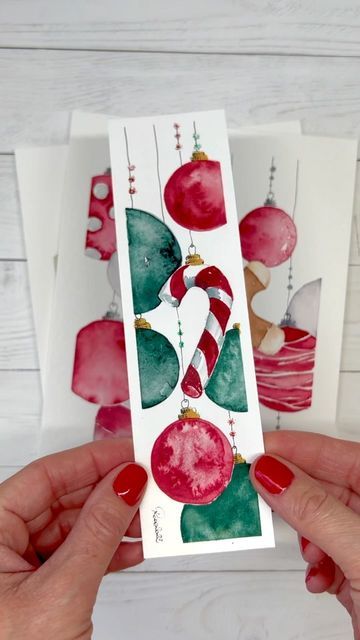 Watercolor Christmas Cards Diy, Painted Christmas Cards, Watercolour Christmas, Relaxing Evening, Christmas Card Art, Winter Watercolor, Watercolor Bookmarks, Diy Watercolor Painting, Watercolor Christmas Cards