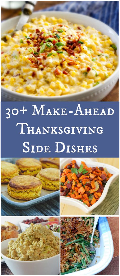 Save time by preparing a few of these tasty make-ahead side dishes just in time for Thanksgiving. 30 Make-Ahead Thanksgiving Side Dishes Thanksgiving Dinner Ideas Side Dishes, Thanksgiving Recipes Make Ahead, Make Ahead Thanksgiving, Easy Thanksgiving Sides, Thanksgiving Vegetables Side Dishes, Thanksgiving Vegetable Sides, Thanksgiving Vegetables, Thanksgiving Potluck, Best Thanksgiving Side Dishes