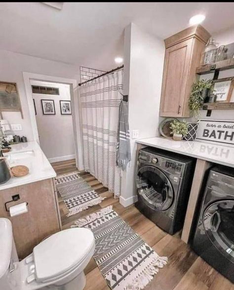 Tiny House Bathroom Laundry Combo, Bathroom Remodel With Washer And Dryer, Small Bathroom With Laundry Room Combo, Full Bathroom Laundry Combo, Small Laundry Bathroom Combo, Small Laundry And Bathroom Combo, Bathroom With Laundry Room Combo, Homestead Laundry, Small Bathroom Laundry Combo