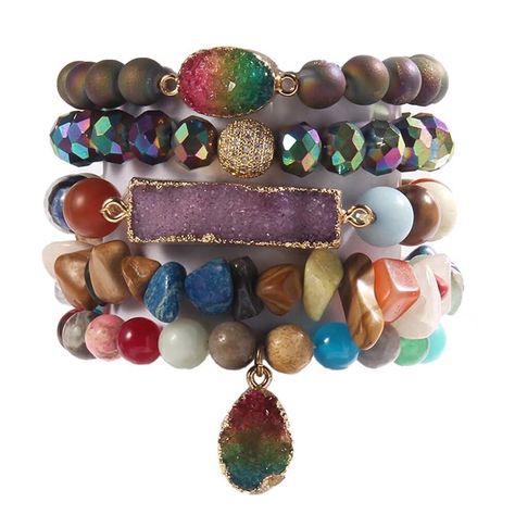 PRICES MAY VARY. [ 5 Pcs Natural Stone Beaded Bracelets Set ]:Made of 100% Natural Stone, Turquoise, Jasper, Agate, Ceramics, High quality beads, Crystal and Gemstone which are high quality materials,Smooth and comfortable. With diamonds decorated, making the bracelet both vintage and fashionable.Bohemian bracelets sets are threaded with strong elastic string. Durable and flexible.With 5 individual single loop bracelets, you can choose to wear one or several to wear. [ Size ]: Made of 10mm and 8 Gemstone Bracelets Ideas, Loop Bracelets, Boho Beaded Bracelets, Chakras Bracelet, Bracelets Sets, Bracelets Bangle, Natural Boho, Design Bracelet, Bohemian Handmade