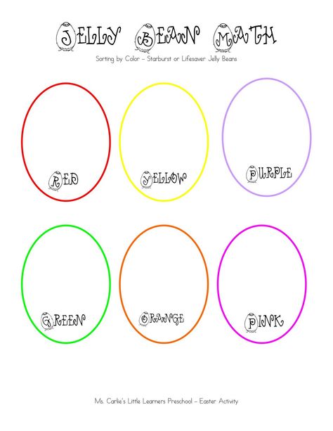 Jelly Bean Sorting Printable, Jelly Bean Math Preschool, Germs Lessons, Easter Activities For Preschool, Sorting Colors, Easter Preschool, Vowel Sound, Counting Numbers, Math Counting