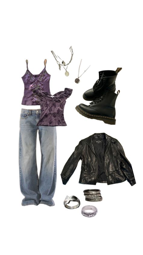 downtown girl, purple aesthetic, leather jacket, doc martens Purple Doc Martens, Aesthetic Leather Jacket, Martens Outfit, Purple Leather Jacket, Doc Martens Outfit, Leather Jacket Girl, Downtown Girl, Birthday Wishlist, Girls Wardrobe