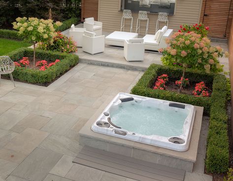 15 stunning hot tub landscaping ideas | Buds Pools Hot Tub Surround Ideas, Backyard Hot Tub Ideas, Tub Surround Ideas, Backyard Hot Tub, Inexpensive Landscaping, Sunken Hot Tub, Pools For Small Yards, Hot Tub Landscaping, Hot Tub Surround