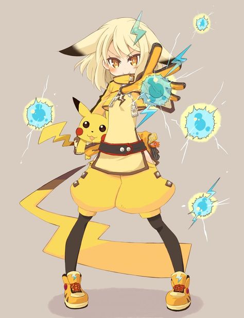 Pikachu Pokehuman! They're so cute <3 Pikachu Gijinka, Human Pokemon, Pokemon Human Characters, Pokémon Gijinka, Drawn People, Pokemon Human Form, Gijinka Pokemon, Gen 1 Pokemon, Human Version