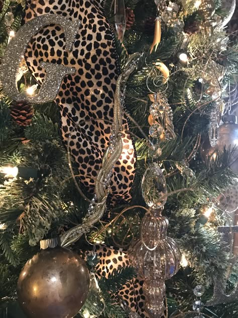 Love my leopard and crystal tree Best Wallpaper For Iphone, Cheetah Christmas Tree, Cheetah Christmas, Leopard Christmas Tree, Christmas Glam, Christmas Tree Nails, Tree Inspiration, Leopard Christmas, Tree Nails