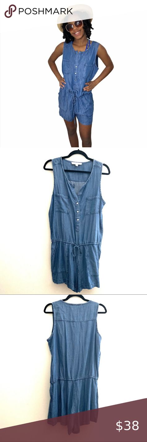 Lovestitch Chambray Tie Waist Romper Playsuit Stitch Pants, Denim Short Romper, Stitch Blue, Pattern Romper, Printed Sleeveless Blouse, Love Stitch, Denim Romper, Lace Romper, Everyday Outfit