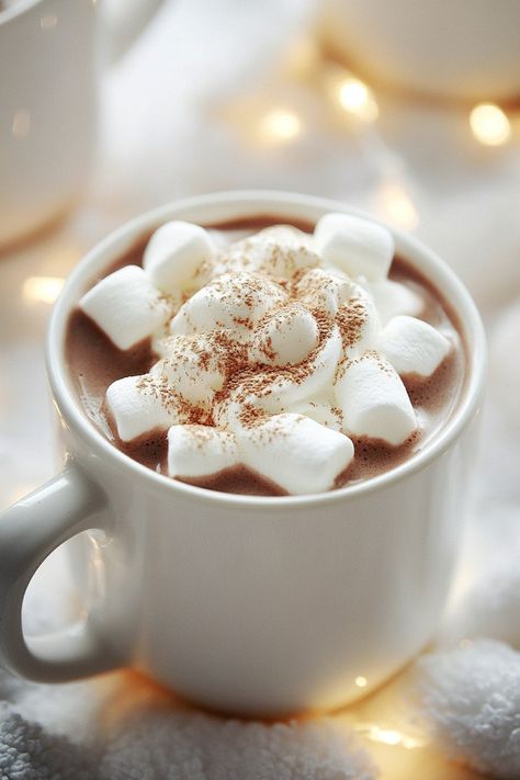 Indulge in this creamy crockpot hot chocolate topped with mini marshmallows—perfectly cozy and made easy in the slow cooker! Rich chocolate flavor combined with fluffy marshmallows makes this drink a holiday must-have for cold winter nights. Set the scene with a sprinkle of marshmallows and festive fairy lights for a picture-perfect cup. Creamy Crockpot Hot Chocolate, Hot Chocolate Pictures, Marshmallow Drink, Slow Cooker Hot Chocolate, Fluffy Marshmallows, Cranberry Turkey, Chicken Noodle Soup Crock Pot, Crockpot Hot Chocolate, Easy Crockpot Chicken