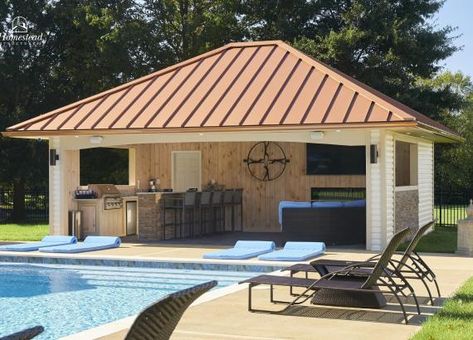 Pool House Ideas Backyards, Pool House With Bar, Backyard Pool House, Small Pool Houses, Pool House Shed, Pool Gazebo, Pool Shed, Pool House Designs, Pools Backyard Inground