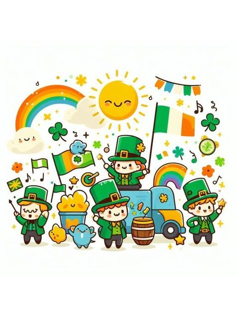 Head to our post to find out how to draw this cute image and to see other drawing ideas! Irish Fairy, Irish Harp, Chasing Rainbows, Cute Image, Irish Cottage, Leprechaun Hats, Irish Flag, Twinkle Star, Irish Setter