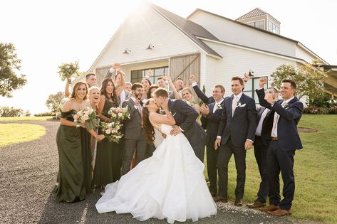 This is a must have wedding party pose at any wedding. If your wedding vibe is "Classy, but we know how to party" then follow The Ramseys Photography for more wedding inspiration! Vendors: Photography: The Ramseys Photography Venue: Deep in the Heart Farms Planner: Lean On Me Events Florist: Moose Feathers DJ: LG Events Make-Up Artist: Lilly Bridal Artistry Wedding Party Poses, Venue Inspiration, Wedding Venue Houston, Lean On Me, Wedding Venue Inspiration, Groom Photos, Luxury Wedding Venues, Lean On, Wedding Party Photos