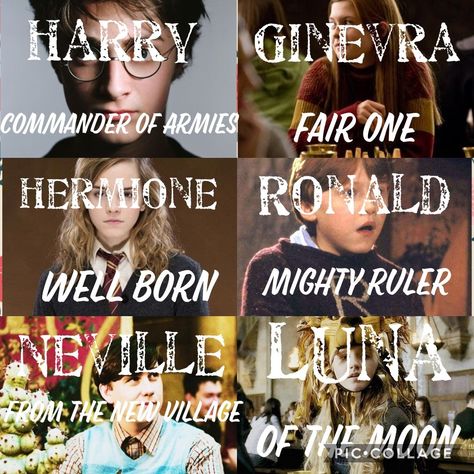 Harry Potter character name meanings. Made by @PeculiarRunnerRavenclawAssassin Harry Potter Characters Names, Harry Potter Vs Twilight, Harry Potter Sketch, Harry Potter Symbols, Hogwarts Alumni, Harry Potter Stories, Harry Potter Deathly Hallows, Harry Potter Tumblr, Harry Potter Tattoos