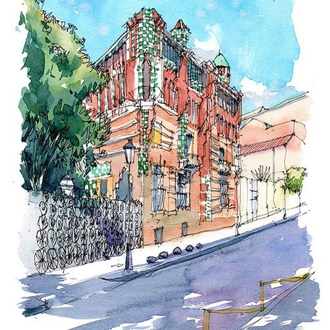 Casa Vicens #casavicens #gaudi #carrercarolines #gracia Urban Sketching, Cologne Cathedral, Sketch, Drawing Sketches, Barcelona, Photo And Video, Instagram Photo, Building, Drawings