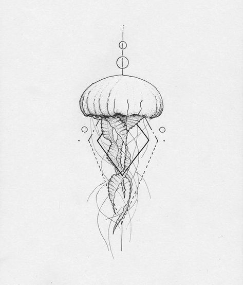 Tato Phoenix, Kunst Tattoos, Jellyfish Tattoo, Couple Drawing, Tattoo Zeichnungen, Jellyfish Art, Rose Tattoo Design, Geometric Animals, Design Geometric