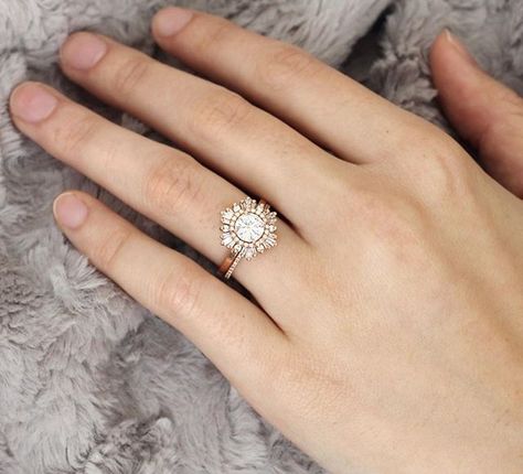 Pin for Later: 41 Real-Girl Engagement Rings You'll Obsess Over This Season Detailed Design Gatsby Ring, Heidi Gibson, To Infinity And Beyond, Rings Wedding, Vintage Engagement, Matching Band, Dream Ring, Popsugar, Morganite