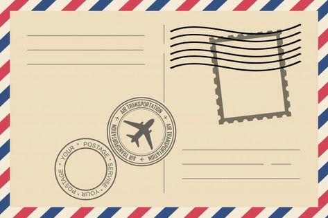 Air Mail Design, Mail Stamp Design, Air Mail Envelope, Birthday Mail, Postcards Inspiration, Airmail Envelopes, Vintage Mailbox, Vintage Mail, Vintage Envelope