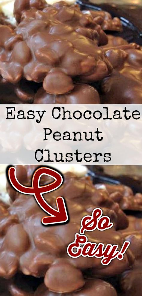 Peanut Clusters In Crockpot, Decadent Cheesecake, Chocolate Peanut Clusters, Chocolate Clusters, Peanut Clusters, Crunch Recipe, Diy Easy Recipes, Space Food, Heath Bars