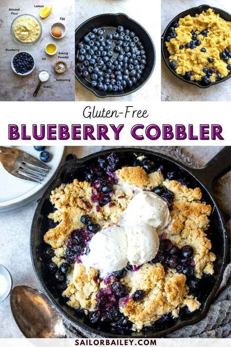 Treat yourself to a delightful gluten-free and dairy-free blueberry cobbler masterpiece. Enjoy the luscious combination of blueberries and citrusy lemon notes in this satisfying dessert. Gluten Free Cobbler Recipe, Gluten Free Blueberry Cobbler, Gluten Free Cobbler, Dairy Free Recipes Easy, Fall Baking Recipes, Blueberry Desserts, Blueberry Cobbler, Gluten Free Sweets, Dairy Free Dessert